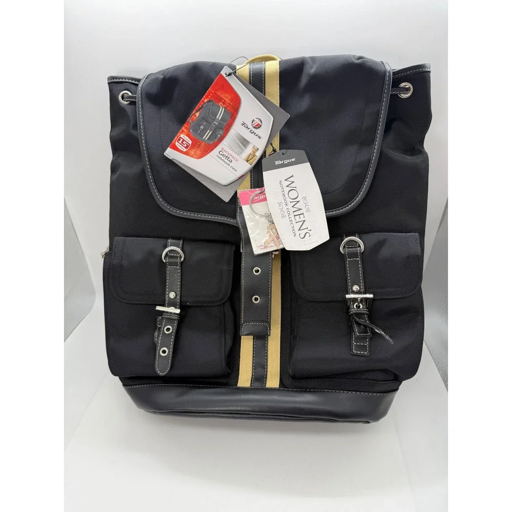 Targus Getta Women 15 Inch Laptop Backpack Black Tan Nylon Travel Bag New NWT